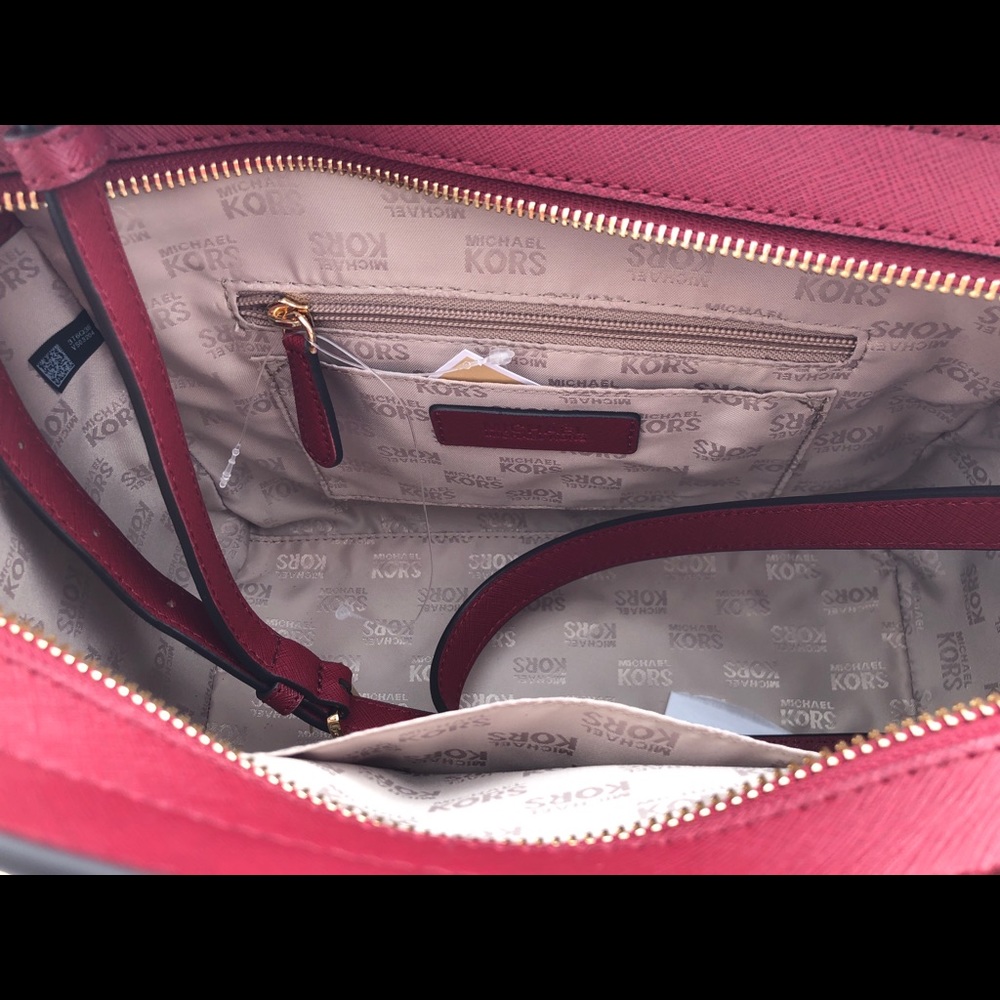 Michael Kors Tina Small Top Zip Satchel MK Cherry - Picture 6 of 6